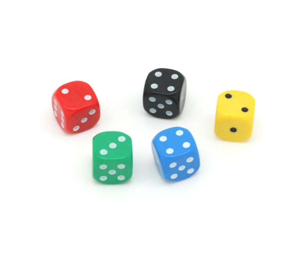5 Dés de jeux Yams colorés en 18 mm