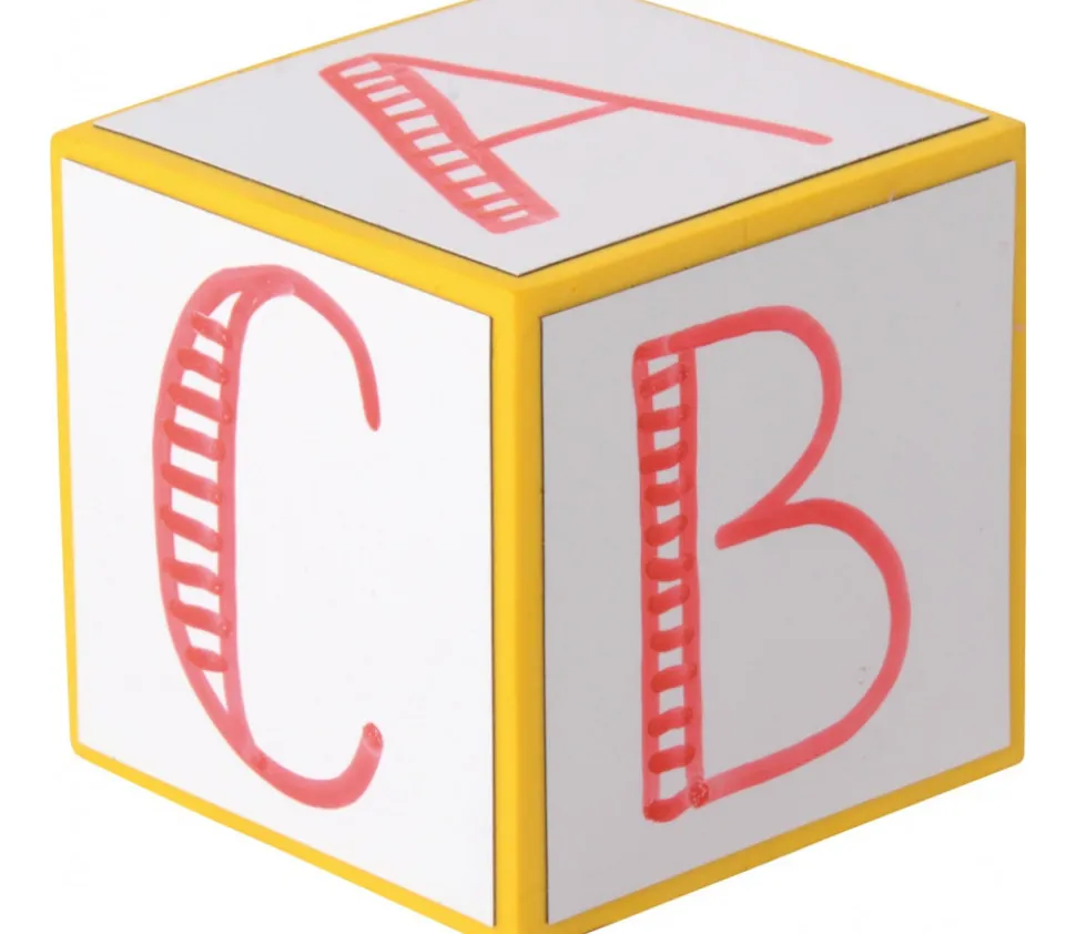 4 Dés géants effaçables 8 cm avec éponge