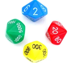 4 dés JUMBO unité, dizaine, centaine, millier 10 faces