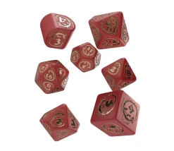 7 dés modernes multi-faces dragons rouge et or