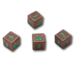 4 Dés métal Donjons & Dragons D6 chiffres verts