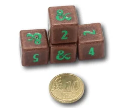 4 Dés métal Donjons & Dragons D6 chiffres verts