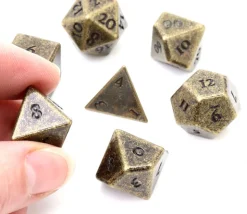 7 Dés métal multifaces BRONZE