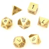 7 Dés métal multifaces DORES