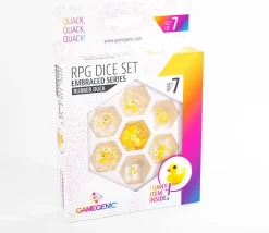 7 dés multifaces avec canard à l'intérieur
