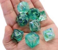 8 dés multi-faces Borealis vert clair Chessex Lab Dice 6