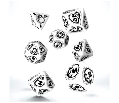 7 dés multifaces effet dragon blanc et noir
