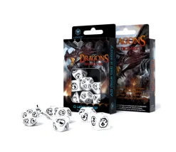 7 dés multifaces effet dragon blanc et noir