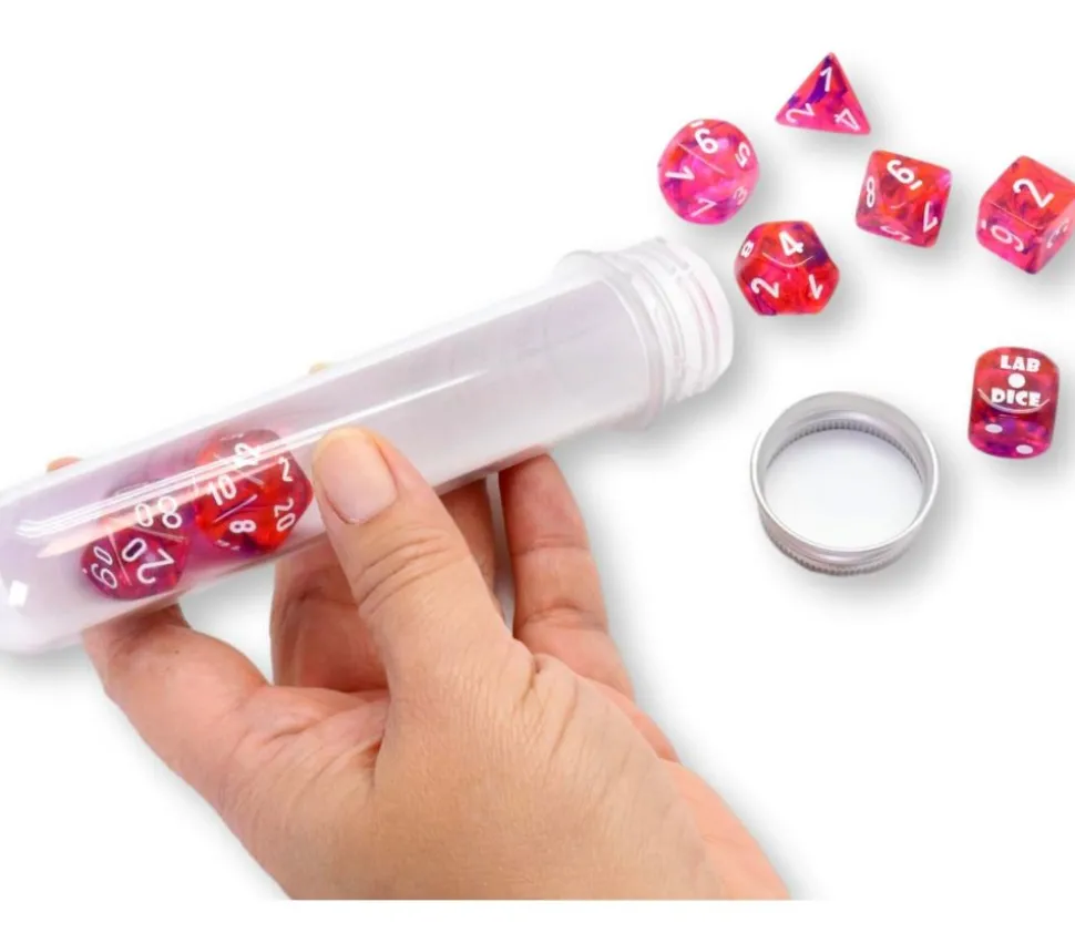 8 dés multi-faces Nebula rouge/violet LAB dice 6 chessex