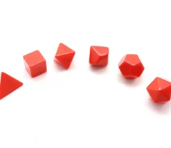 6 dés multifaces neutres rouge, noir ou beige