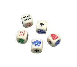 5 dés poker menteur 15 mm poker d'as ivoire