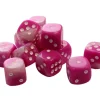 50 Dés roses perlés nacrés 16 mm avec points 1 à 6