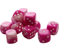 50 Dés roses perlés nacrés 16 mm avec points 1 à 6