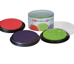 3 encreurs géants pour tampons : rouge, vert et violet