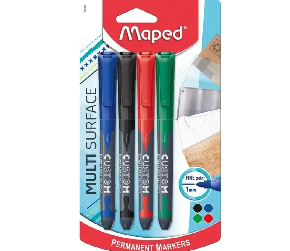 4 Feutres marqueurs CUSTOM pour personnalisation bois, plastique, carton