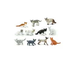 11 figurines chats dans un tube de rangement