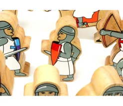 6 Figurines chevaliers en bois bleus et blancs personnage jeu