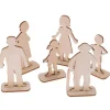 6 Figurines famille en bois naturel
