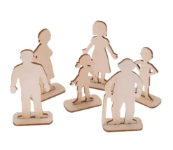 6 Figurines famille en bois naturel