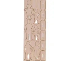 6 Figurines famille en bois naturel
