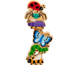 6 figurines insectes en bois colorés