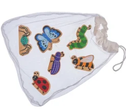 6 figurines insectes en bois colorés