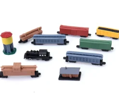 10 Figurines trains à vapeur dans un tube de rangement