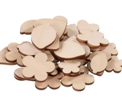 75 Formes fleurs et feuilles bois naturel