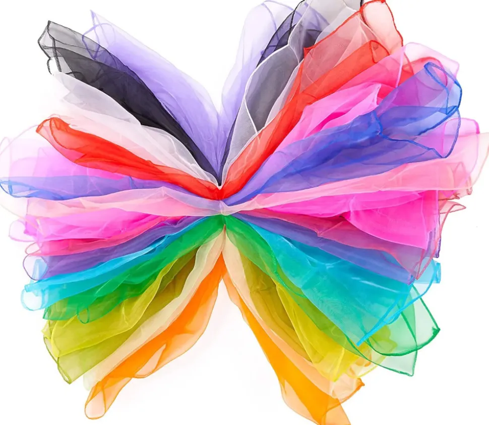 32 foulards de jonglage colorés 60 x 60 cm