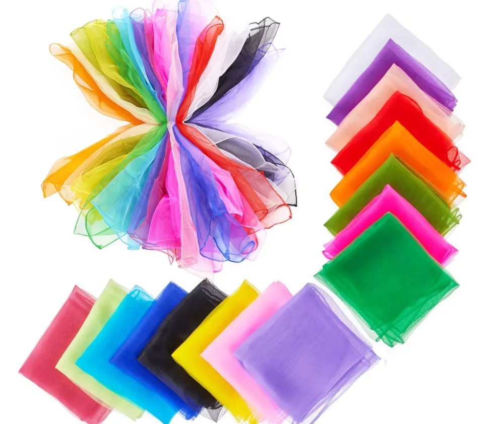 32 foulards de jonglage colorés 60 x 60 cm