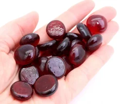 20 galets gems 15/18 mm rouge translucide - mini pierres plates