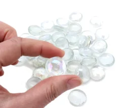 40 galets gems transparents mini pierres plates 18/22 mm