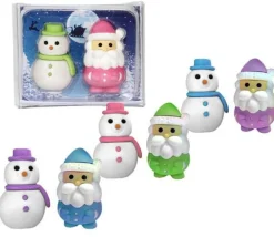 2 gommes : 1 Bonhomme de Neige et 1 Père-Noël