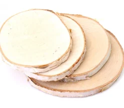 4 grandes rondelles bois brut avec écorce - entre 7 et 10 cm