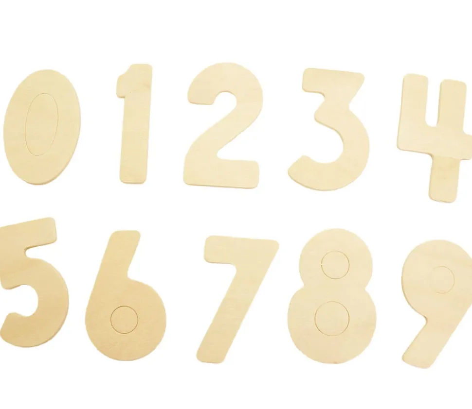 30 Grands chiffres 0 à 9 en bois de 8 cm
