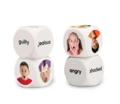 4 Grands dés émotions photos et anglais 4 cm