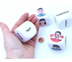 4 Grands dés émotions photos et anglais 4 cm