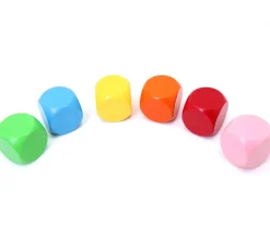 6 gros dés neutres 4 cm bois multicolores
