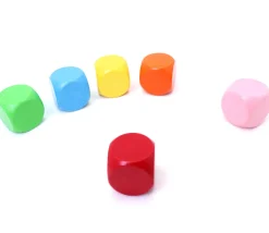 6 gros dés neutres 4 cm bois multicolores