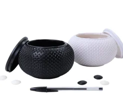 2 jarres 360 pions de go biconvexes - pierres jeu de go