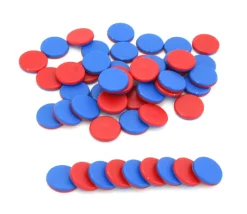 50 jetons bicolores bleu/rouge 25 x 5 mm