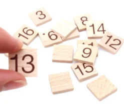 16 jetons bois 1.6 cm numérotés 1 à 16 Carré magique