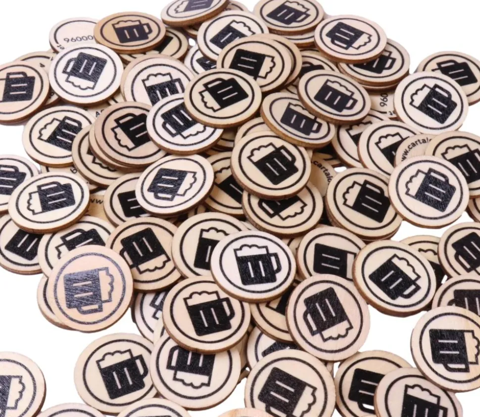 500 jetons en bois bière - 2.5 cm
