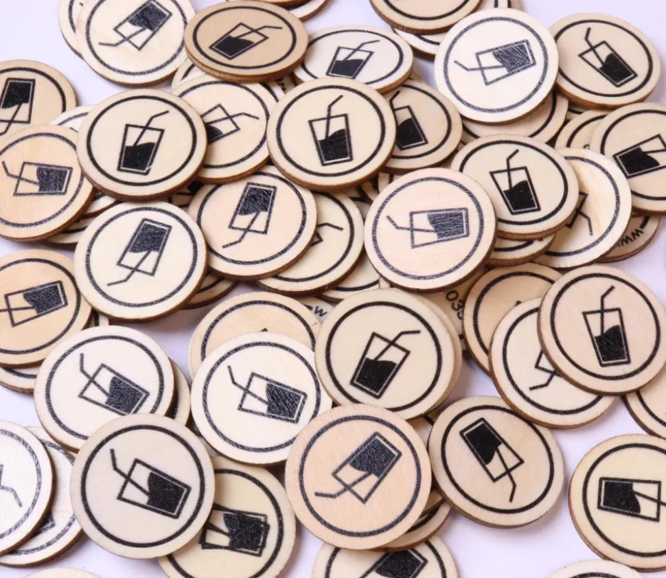 500 Jetons en bois Boisson - 2.5 cm