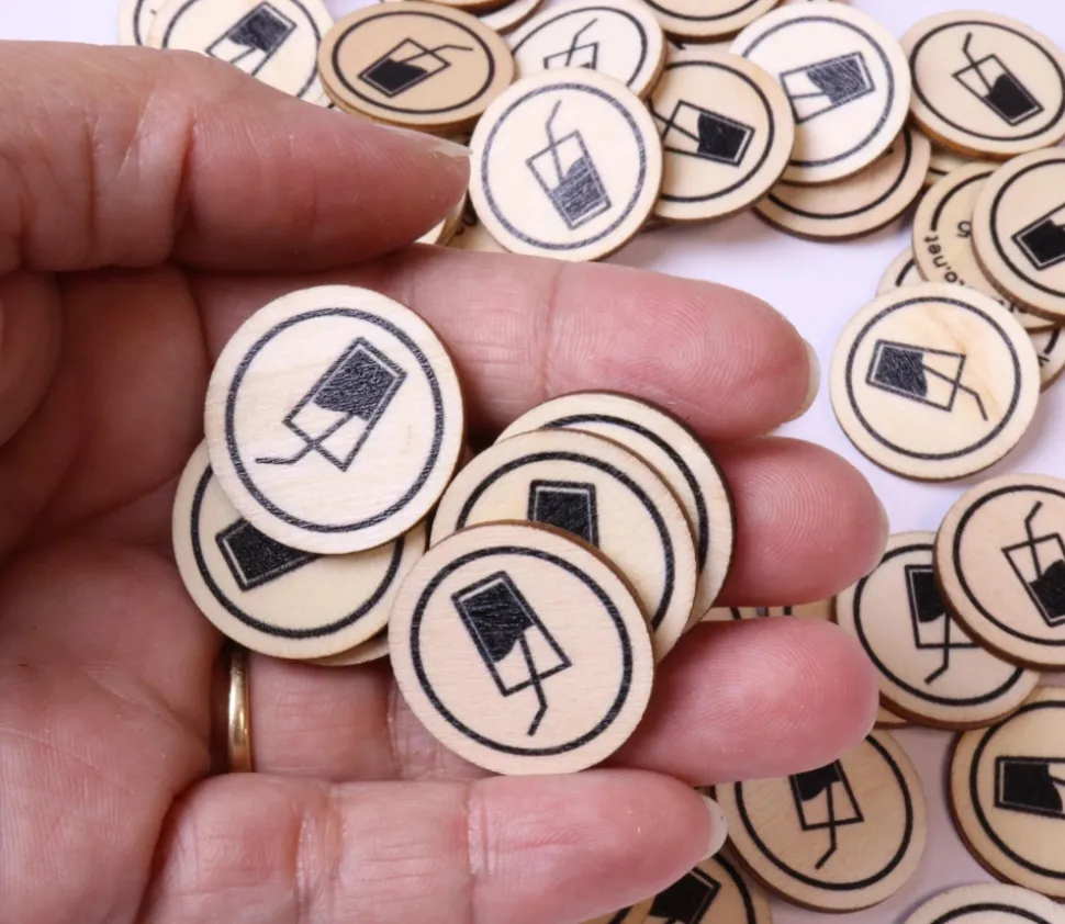 500 Jetons en bois Boisson - 2.5 cm
