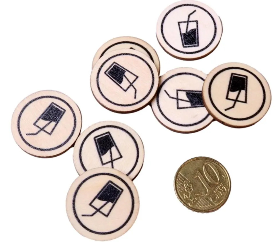 500 Jetons en bois Boisson - 2.5 cm