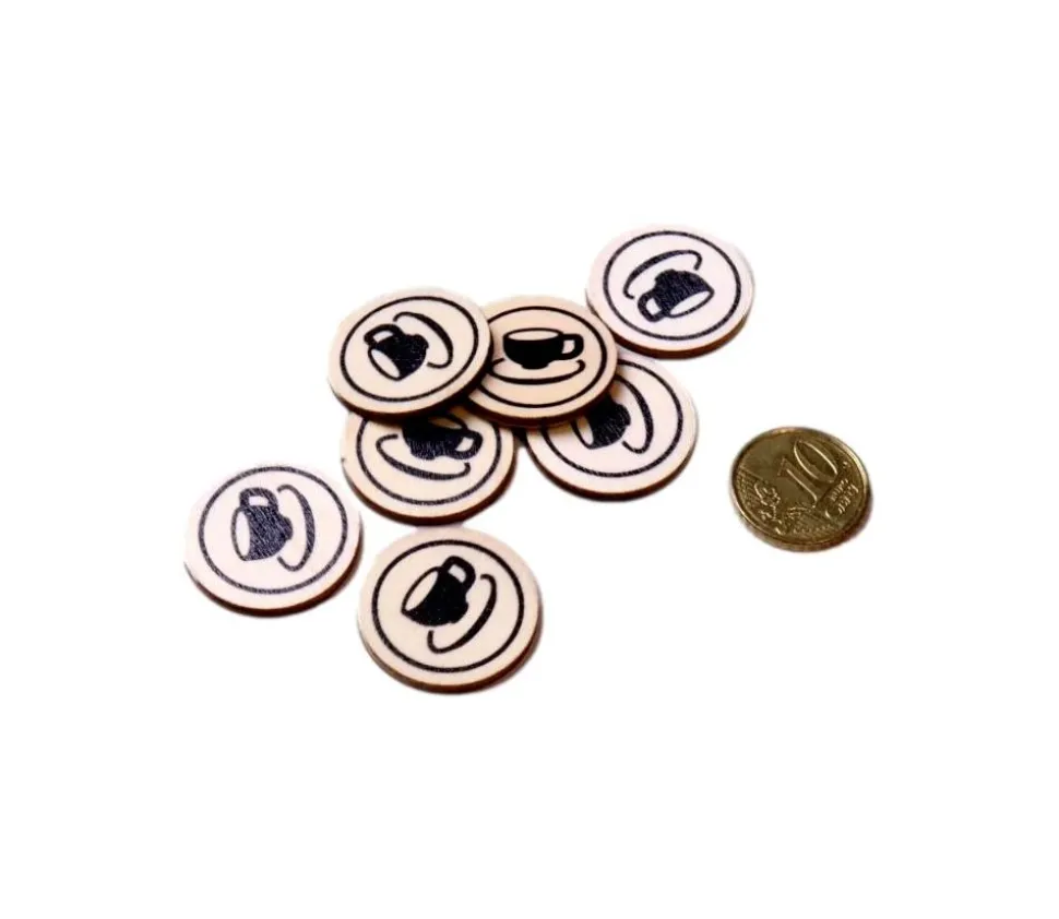 500 Jetons en bois Café - 2.5 cm