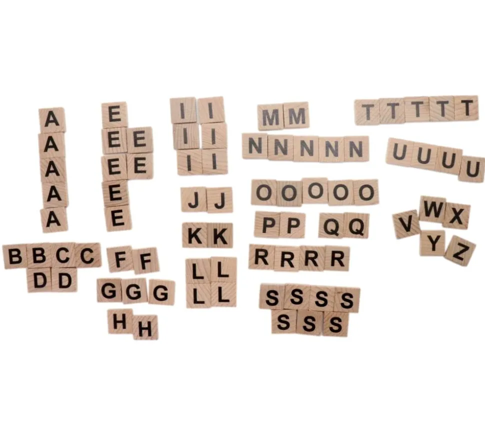 80 Jetons en bois lettres alphabet 2 cm pour jeux
