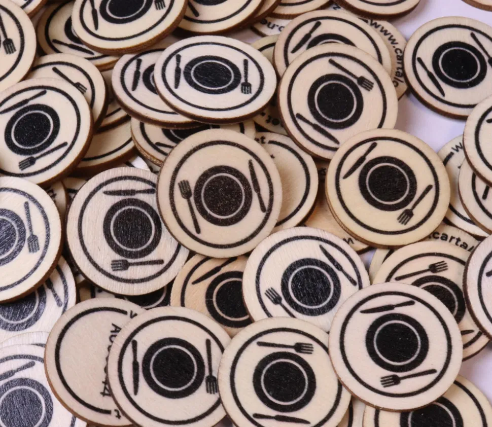 500 jetons en bois repas - 2.5 cm pour restauration