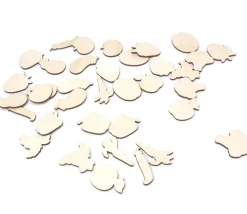 36 jetons fruits et légumes en bois naturel